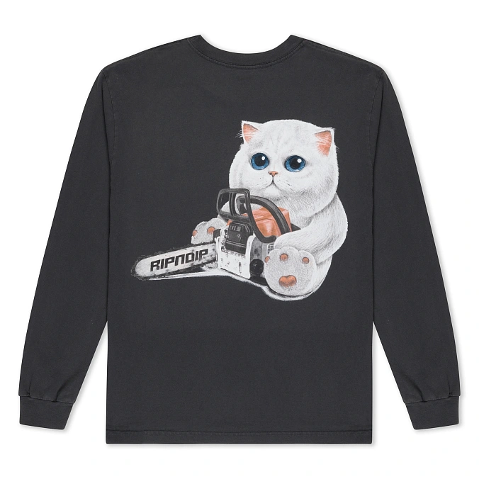 Лонгслив RIPNDIP Find Out Long Sleeve Charcoal Vintage Wash